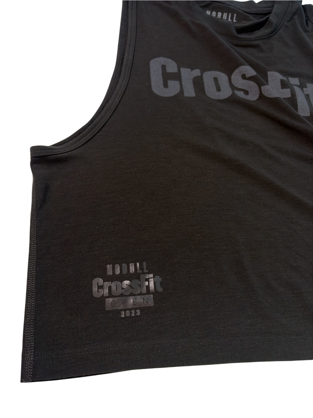 2-NOBULL Womens Black/Gray High Neck Cropped Muscle Tank Top S Athletic CrossFit - Picture 6 of 12